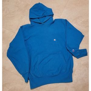 VTG 80s 90s Champion Reverse Weave Mens XL USA Made Blank Maya Blue Hoodie